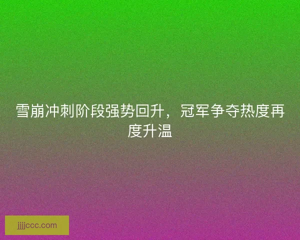 雪崩冲刺阶段强势回升，冠军争夺热度再度升温