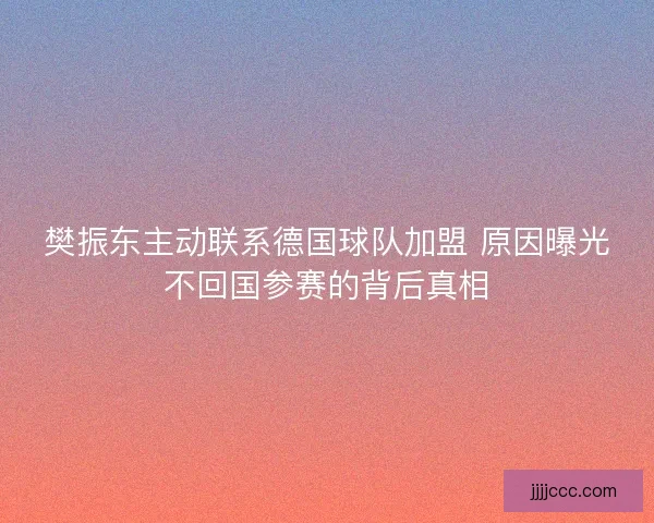 樊振东主动联系德国球队加盟 原因曝光不回国参赛的背后真相 樊振东主动联系德国球队加盟 原因曝光不回国参赛的背后真相