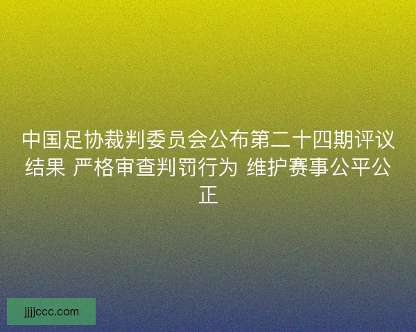 中国足协裁判委员会公布第二十四期评议结果 严格审查判罚行为 维护赛事公平公正