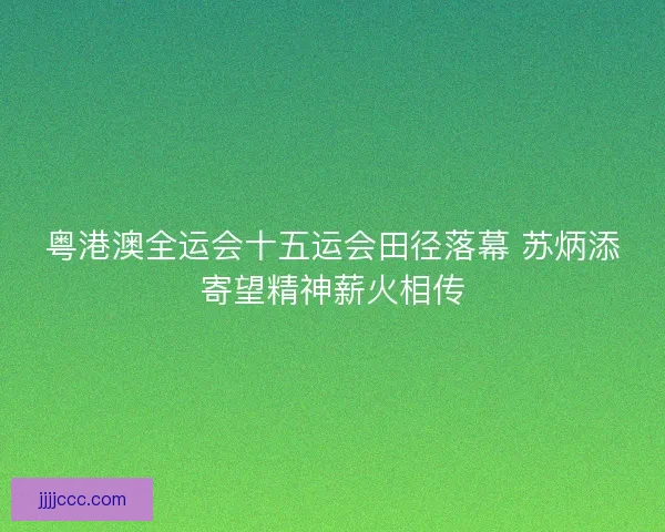 粤港澳全运会十五运会田径落幕 苏炳添寄望精神薪火相传